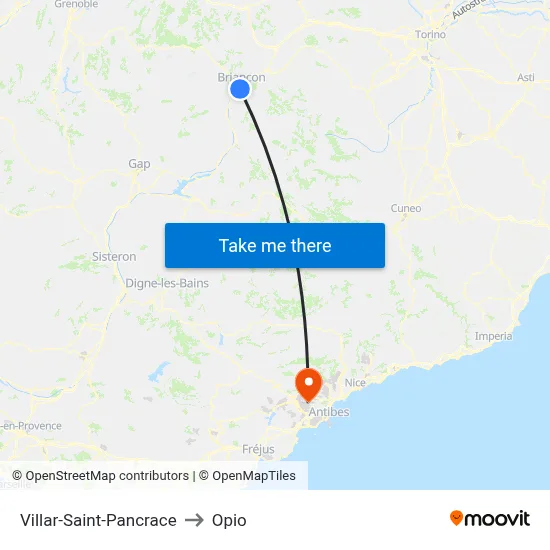 Villar-Saint-Pancrace to Opio map