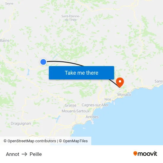 Annot to Peille map