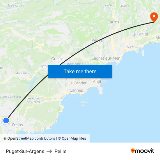 Puget-Sur-Argens to Peille map