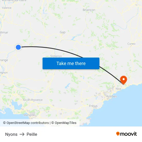 Nyons to Peille map