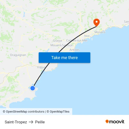 Saint-Tropez to Peille map