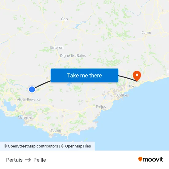 Pertuis to Peille map