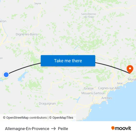 Allemagne-En-Provence to Peille map