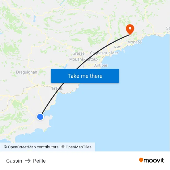 Gassin to Peille map