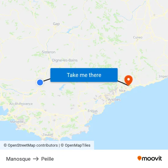 Manosque to Peille map