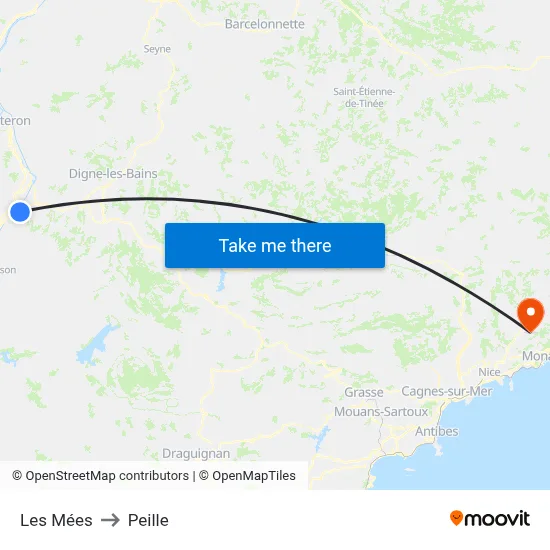 Les Mées to Peille map