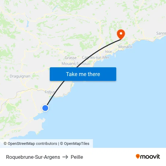 Roquebrune-Sur-Argens to Peille map