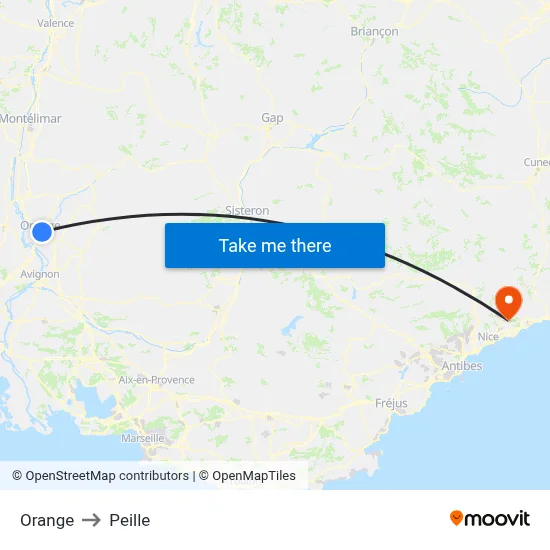 Orange to Peille map