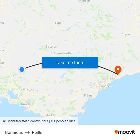 Bonnieux to Peille map