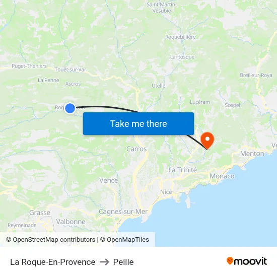 La Roque-En-Provence to Peille map