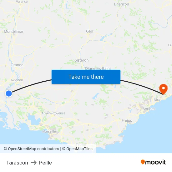 Tarascon to Peille map