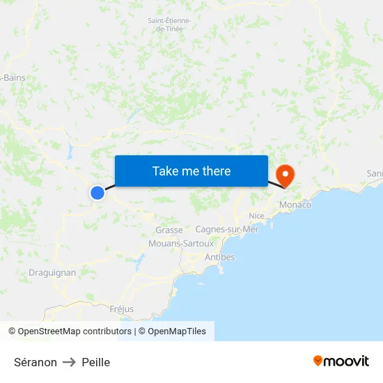 Séranon to Peille map