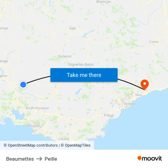 Beaumettes to Peille map
