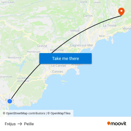 Fréjus to Peille map