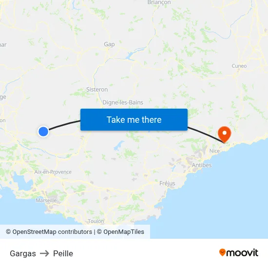 Gargas to Peille map