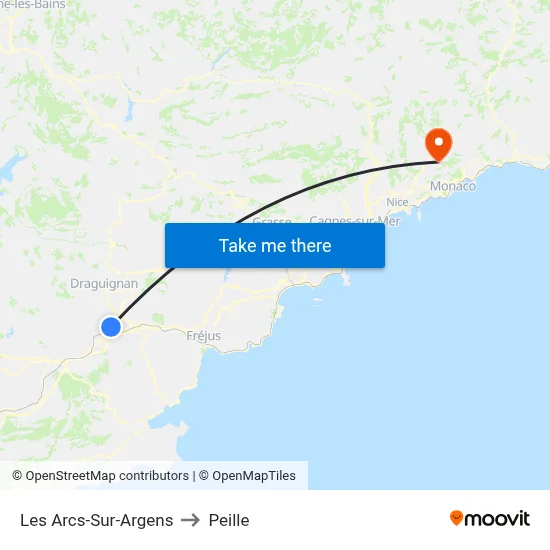 Les Arcs-Sur-Argens to Peille map