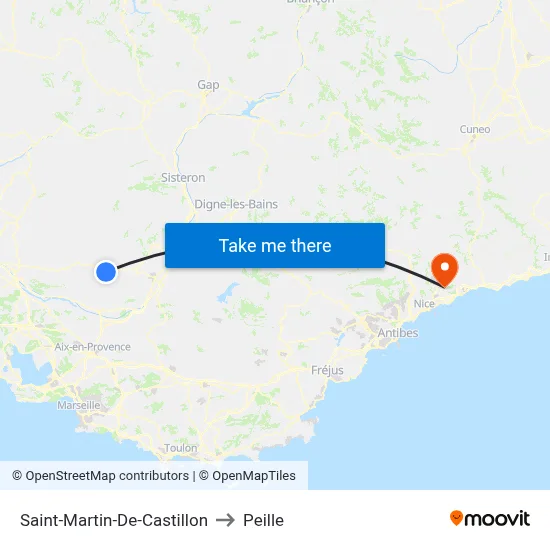 Saint-Martin-De-Castillon to Peille map
