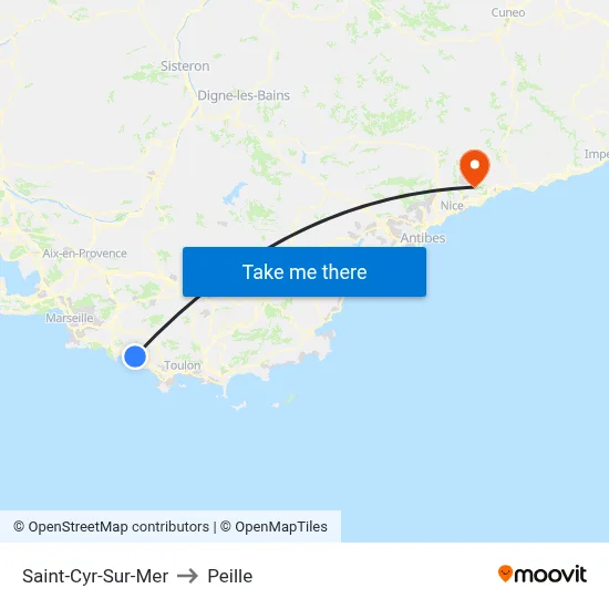 Saint-Cyr-Sur-Mer to Peille map