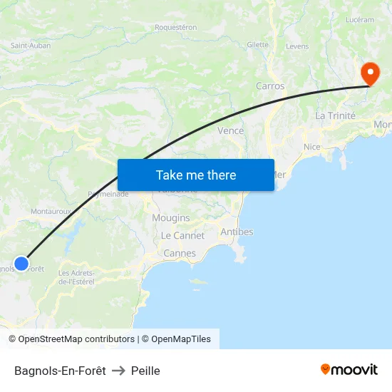 Bagnols-En-Forêt to Peille map
