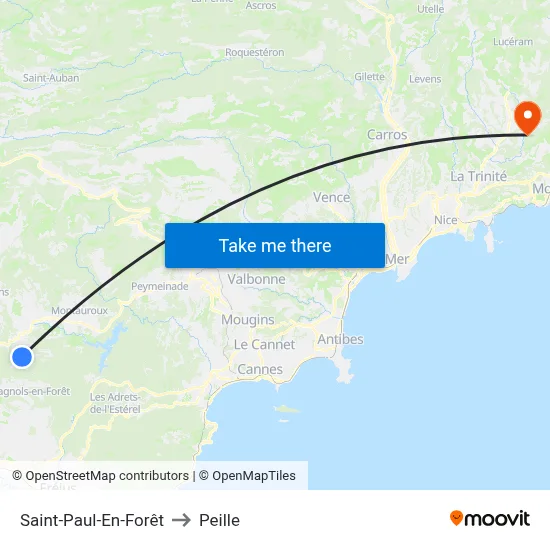 Saint-Paul-En-Forêt to Peille map