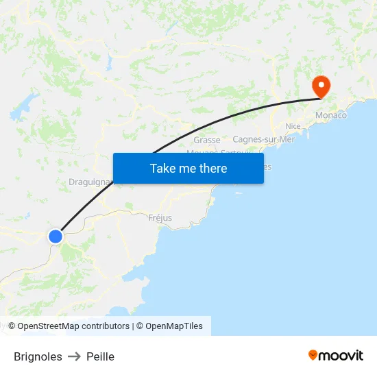 Brignoles to Peille map