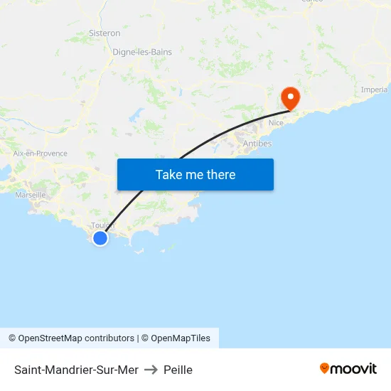 Saint-Mandrier-Sur-Mer to Peille map