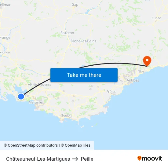 Châteauneuf-Les-Martigues to Peille map