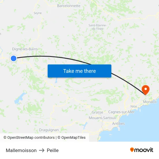 Mallemoisson to Peille map