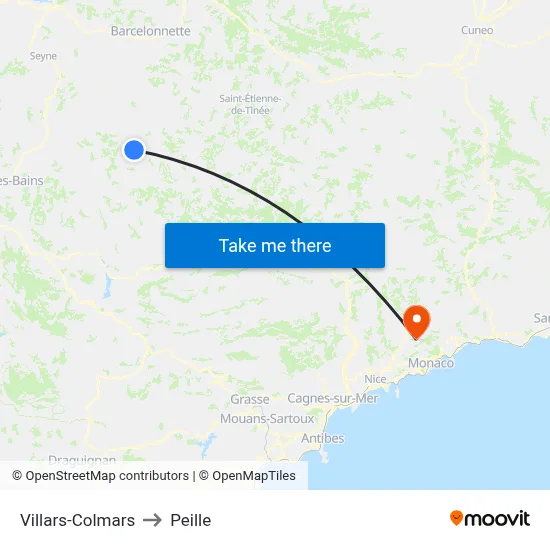 Villars-Colmars to Peille map