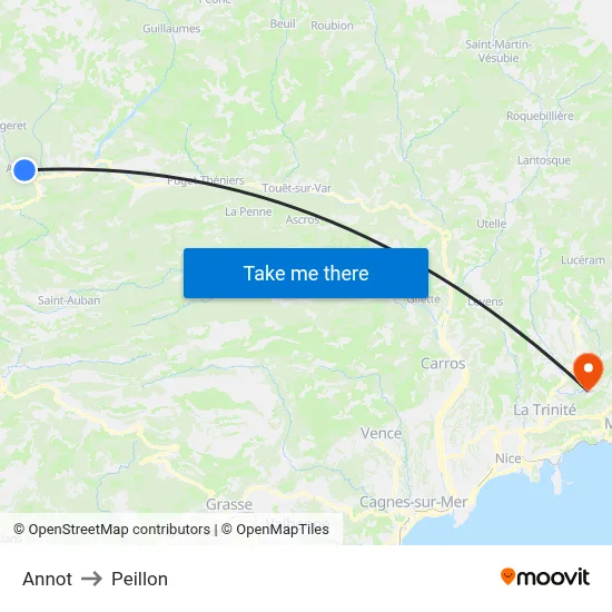 Annot to Peillon map