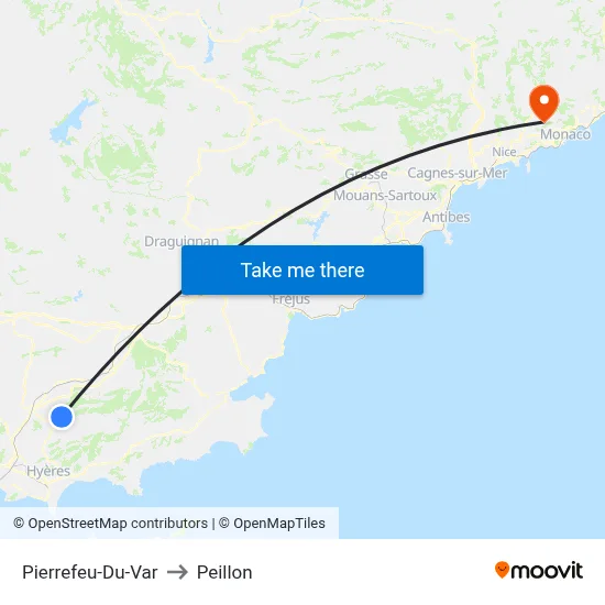 Pierrefeu-Du-Var to Peillon map