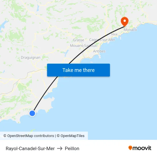 Rayol-Canadel-Sur-Mer to Peillon map