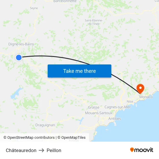 Châteauredon to Peillon map