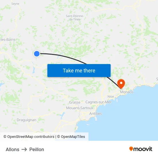 Allons to Peillon map