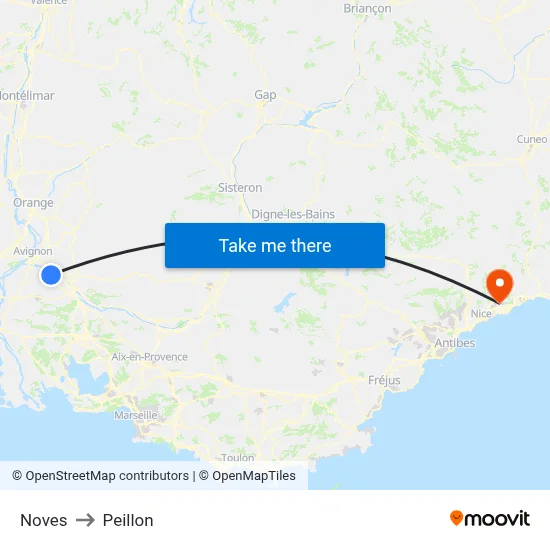 Noves to Peillon map