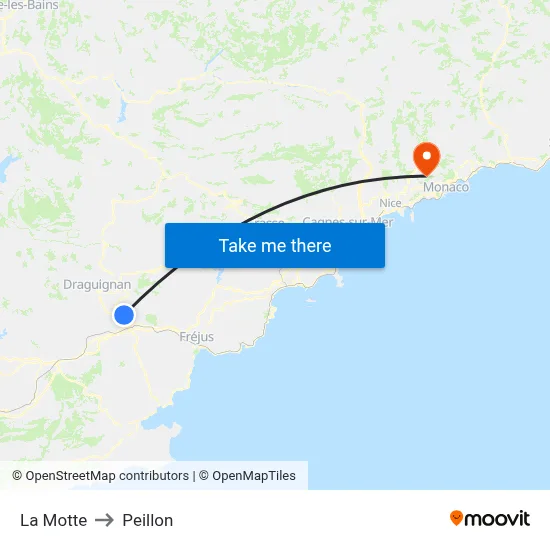 La Motte to Peillon map