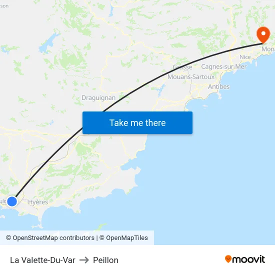 La Valette-Du-Var to Peillon map