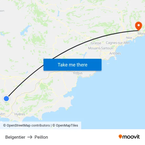 Belgentier to Peillon map
