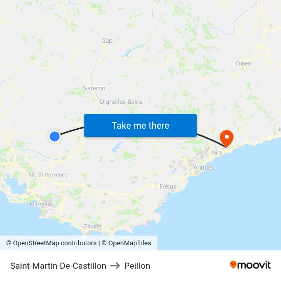 Saint-Martin-De-Castillon to Peillon map