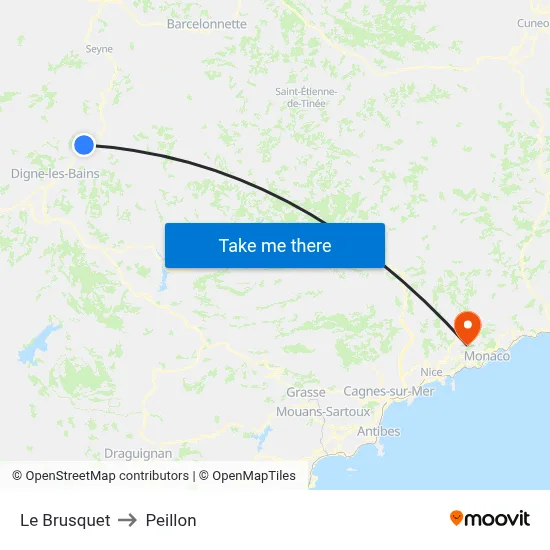 Le Brusquet to Peillon map