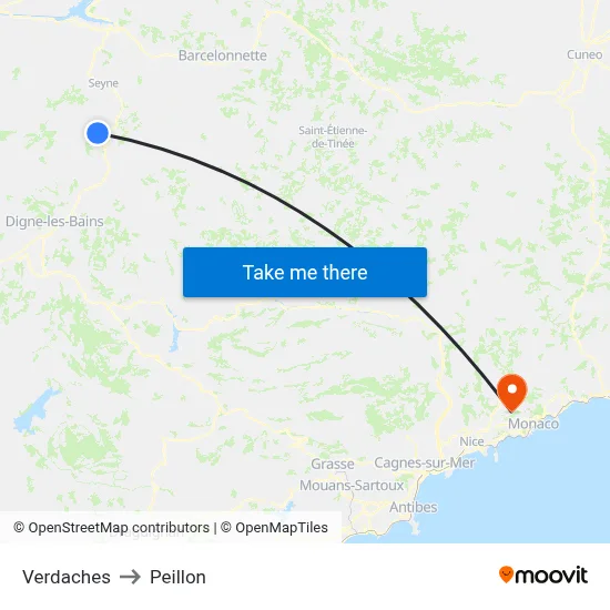 Verdaches to Peillon map