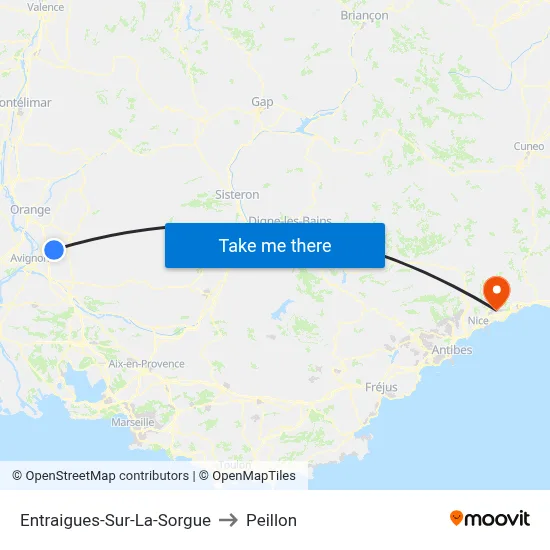 Entraigues-Sur-La-Sorgue to Peillon map
