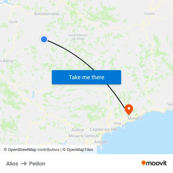 Allos to Peillon map
