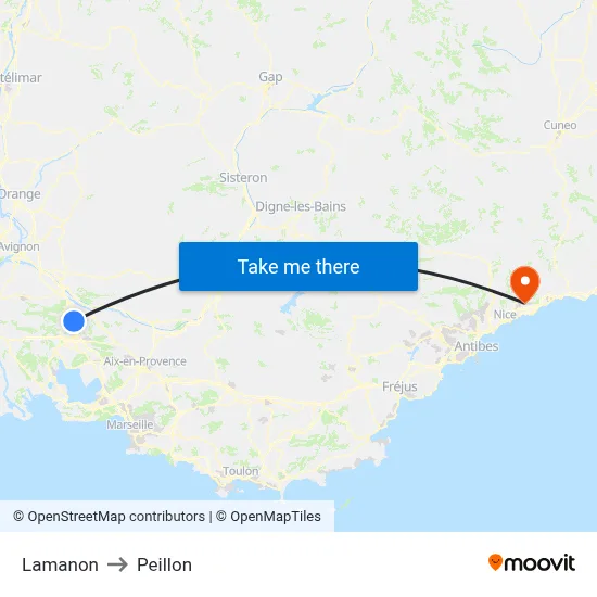Lamanon to Peillon map