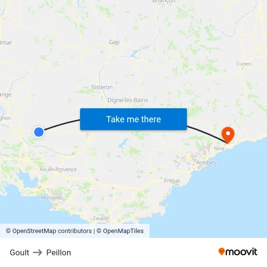 Goult to Peillon map