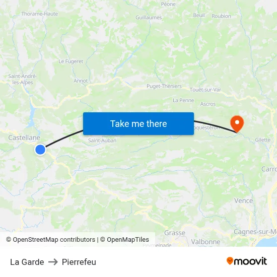 La Garde to Pierrefeu map