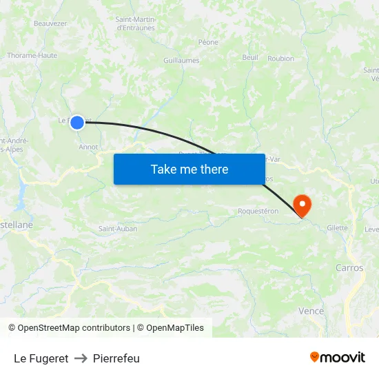 Le Fugeret to Pierrefeu map