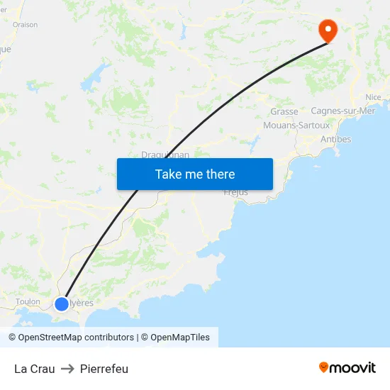 La Crau to Pierrefeu map
