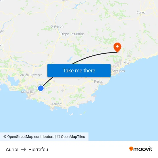 Auriol to Pierrefeu map