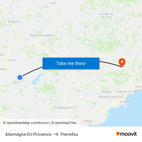 Allemagne-En-Provence to Pierrefeu map
